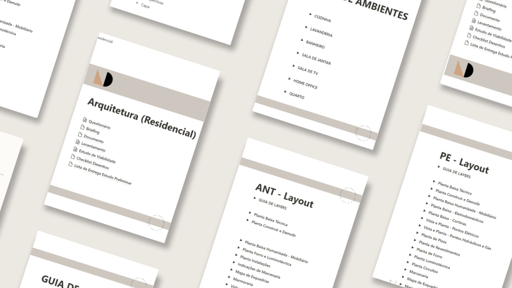 Checklists de entrega por fase de projeto: arquitetura residencial, anteprojeto, projeto executivo e guia de ambientes