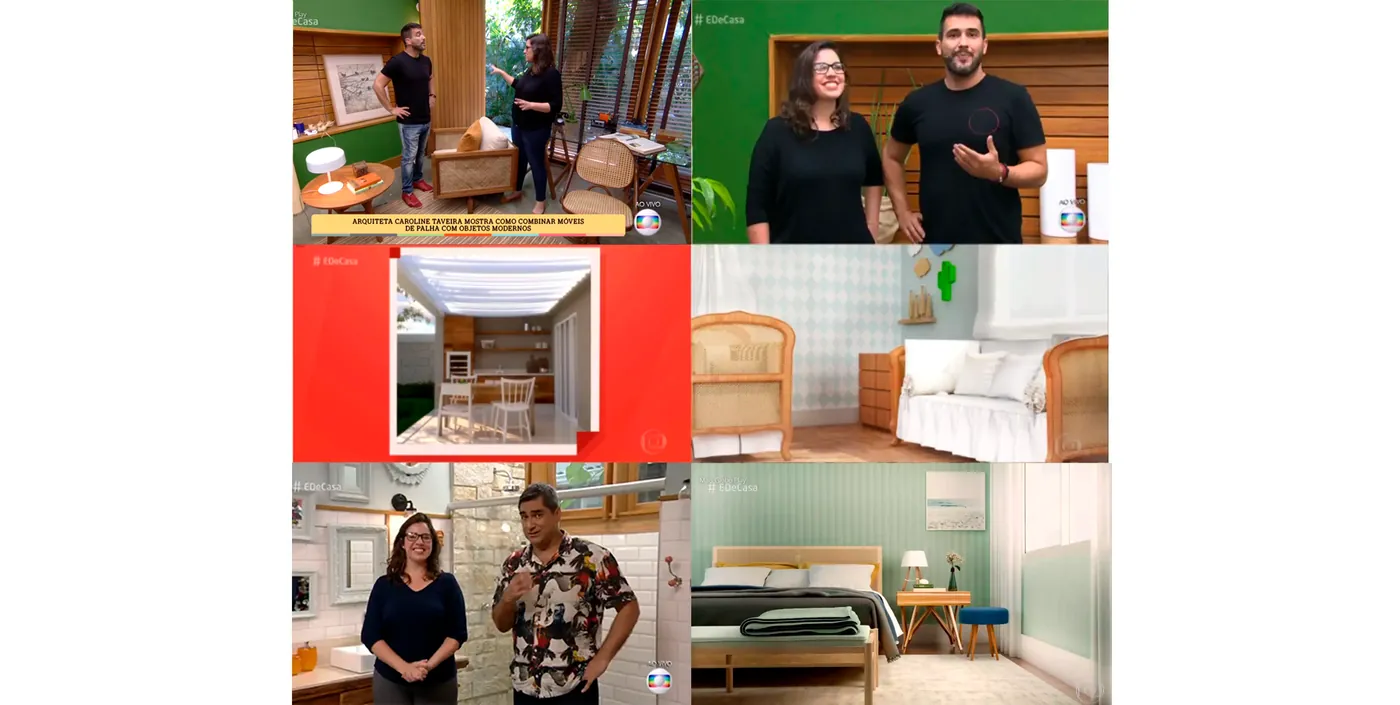 Quadros do programa É de Casa, da TV Globo, com o projeto apresentado no estúdio